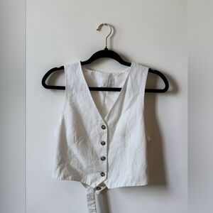 Zara White V-Neck Button Front Women's Vest Top